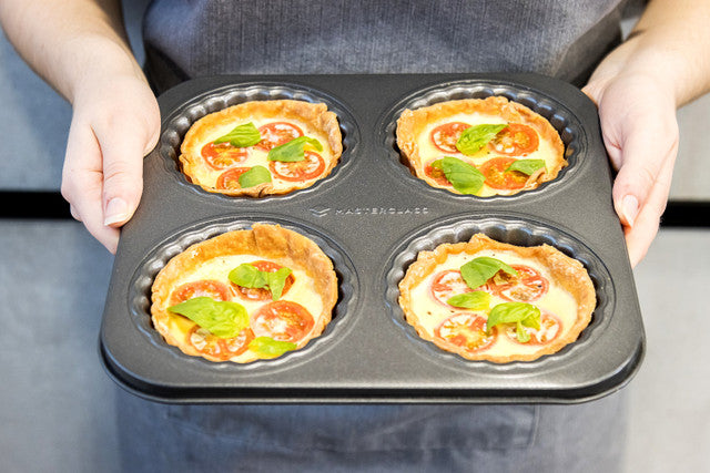 MasterClass Non-stick 4 Hole Loose Base Tartlet Pan 22cm