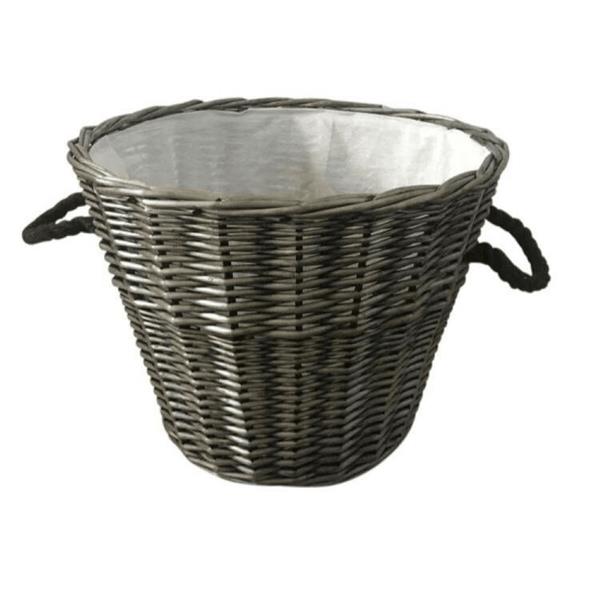 Wicker Basket Round Grey Gloss