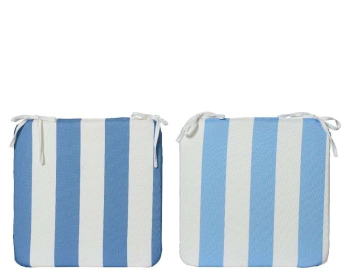 Outdoor Seat Pad Blue Stripe Design