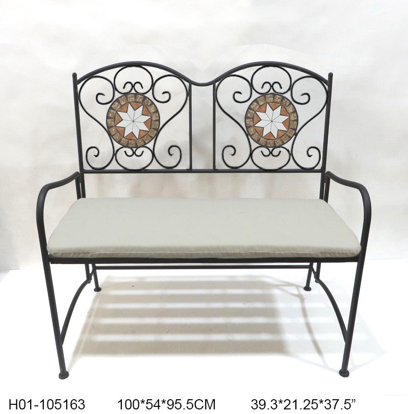 Corsica Outdoor Bench with Mosaic Tile Detail