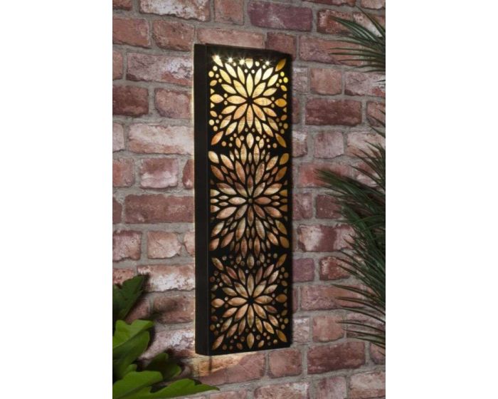 Solar Metal Flower Wall Plaque 62cm 5 LED