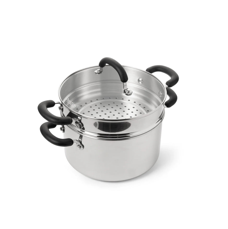 Prestige Made to Last: Stainless Steel Stockpot with Steamer Basket 24cm