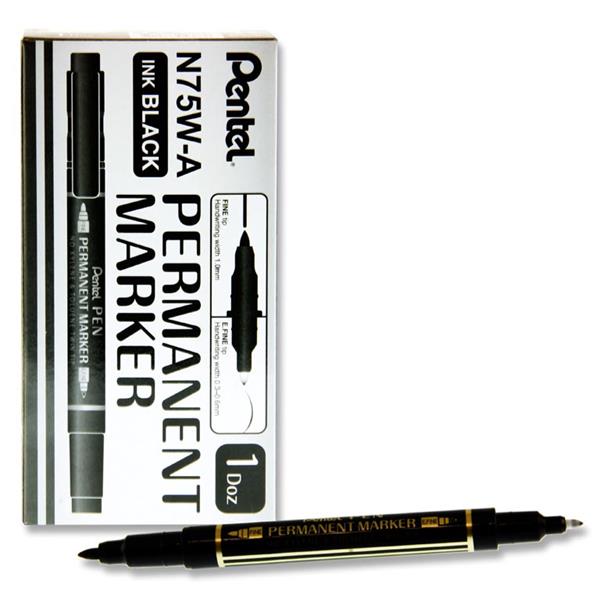 N75w Twin Tip Permanent Marker - Black