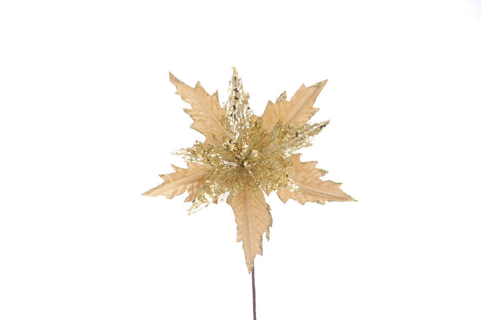 Stem Poinsettia Gold 55cm