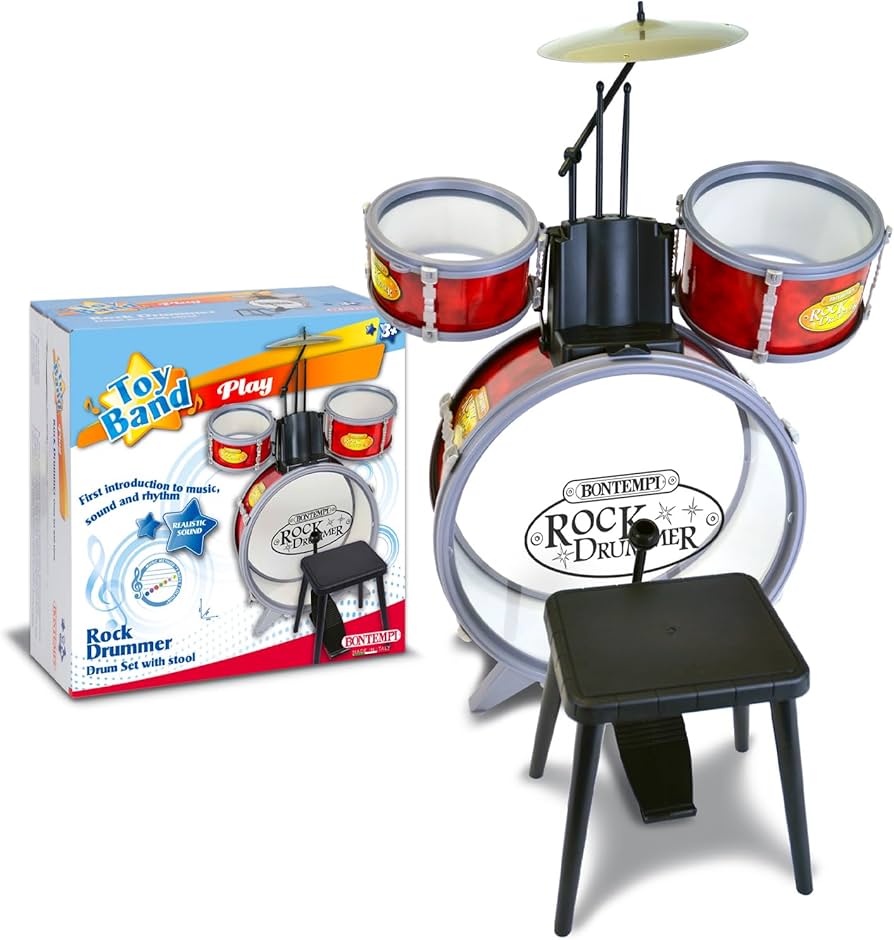 Bontempi Drum Set 4 Pc with Stool