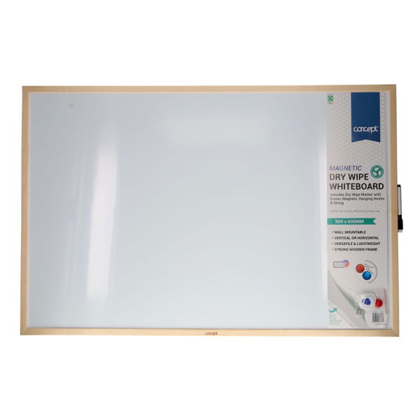 Concept Magnetic Dry Wipe Whiteboard - 90x60cm