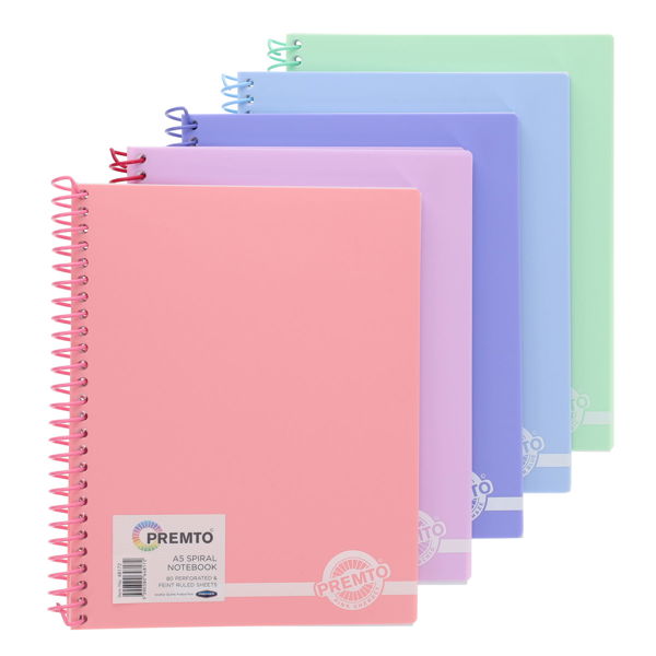 Premto Pastel A5 160pg PP Spiral Notebook - Asst