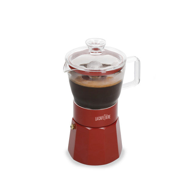 La Cafetiere Verona Glass Espresso Maker 6 Cup Red