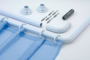 Universal Shower Rail White L Shaped