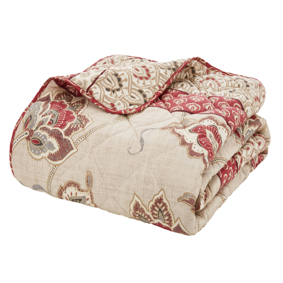 Catherine Lansfield Kashmir Paisley Floral Reversible Quilted 200x200cm Bedspread