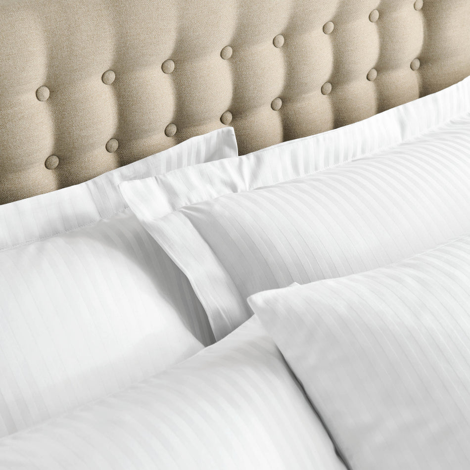 Catherine Lansfield 300 Thread Count Satin Stripe White Standard Pillowcase Pair