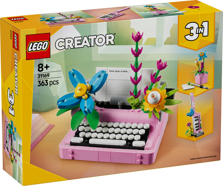 Lego Typewriter with Flowers