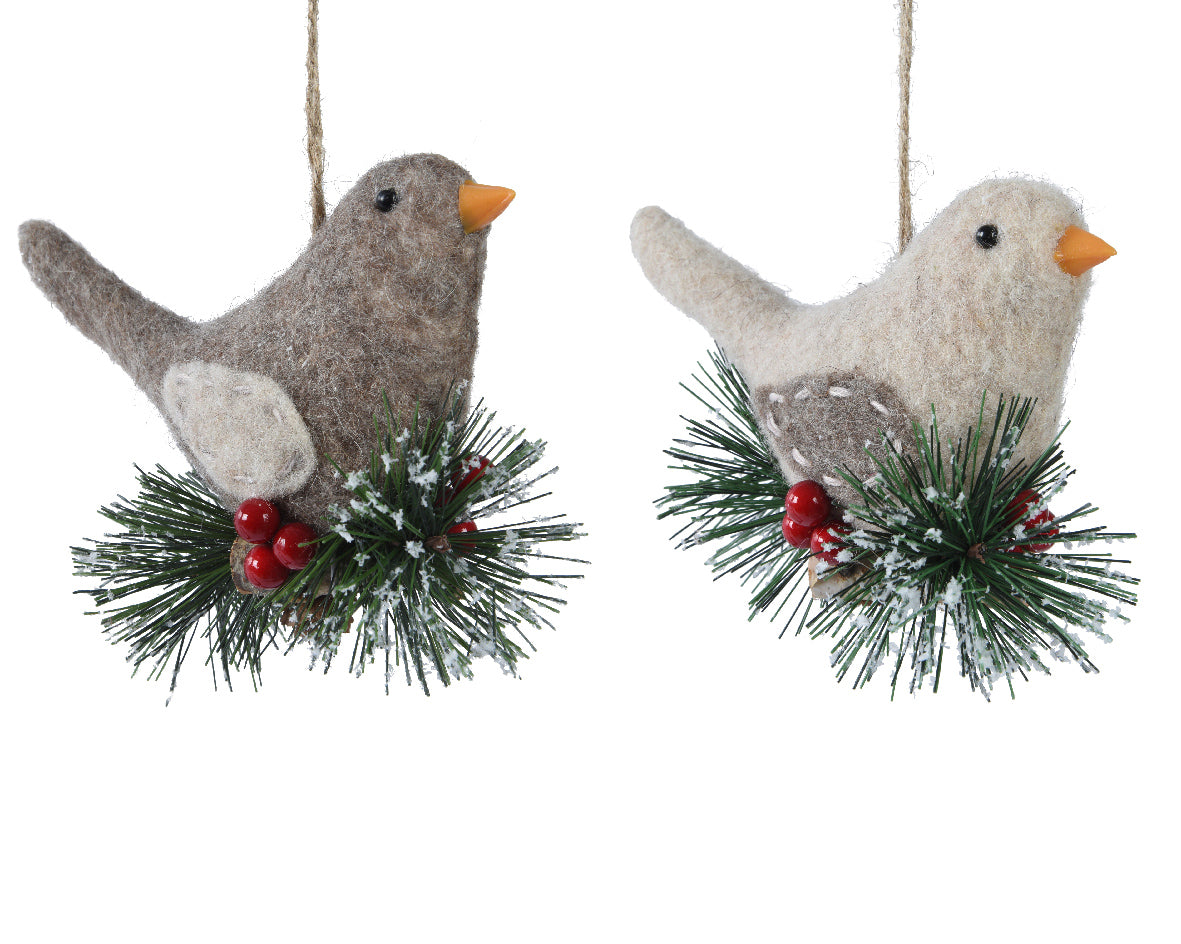 Bird Wool Christmas Tree Decorations Each