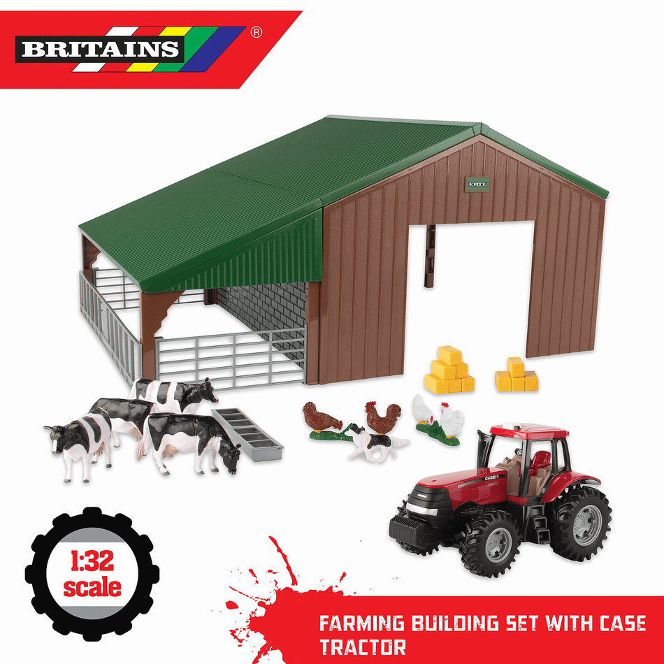 Britains Farm Building Set with Case Tractor