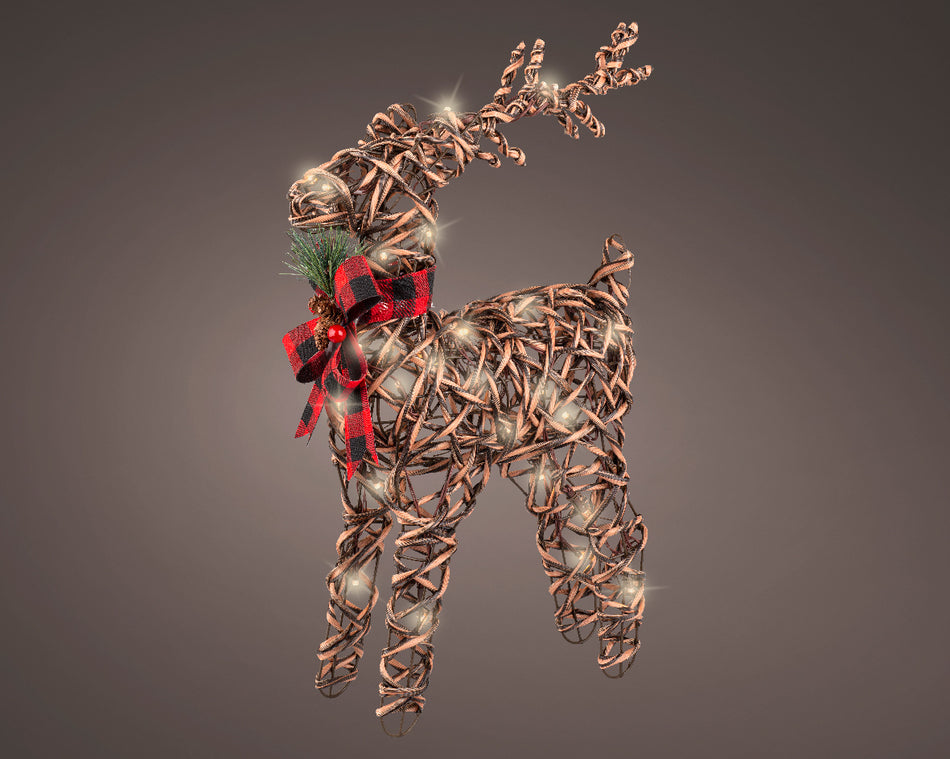 Led Reindeer Rattan Battery Operated Brown