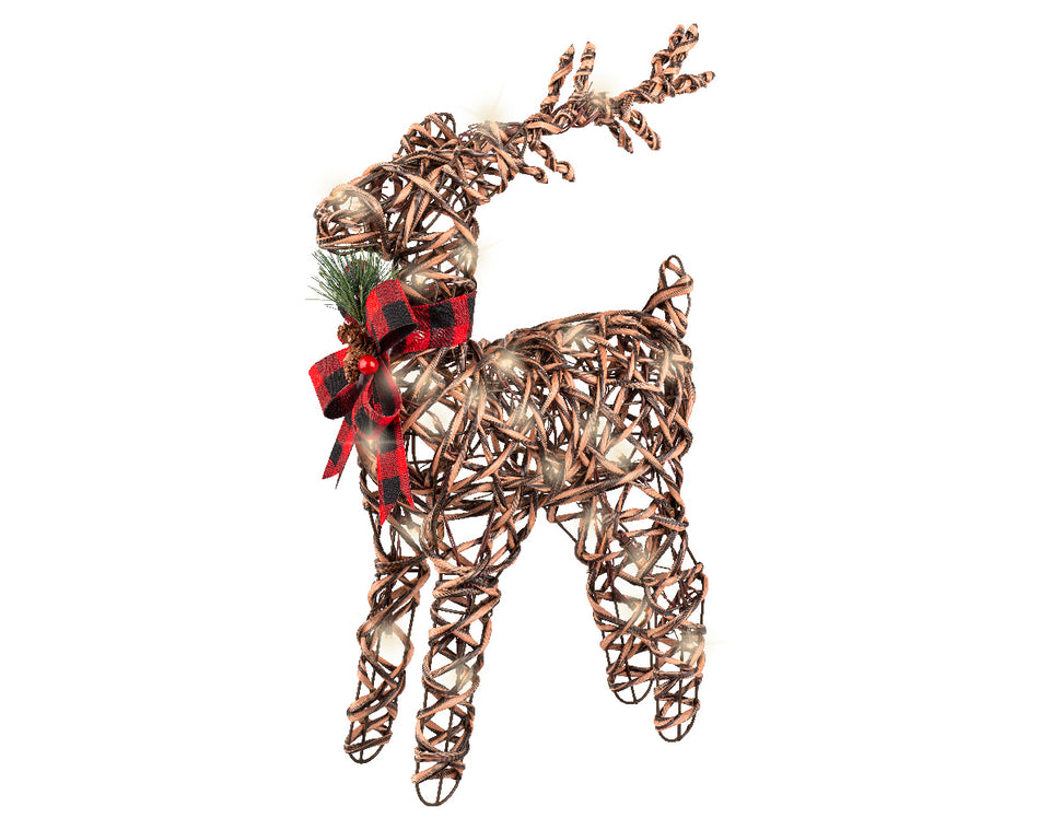 Led Reindeer Rattan Battery Operated Brown