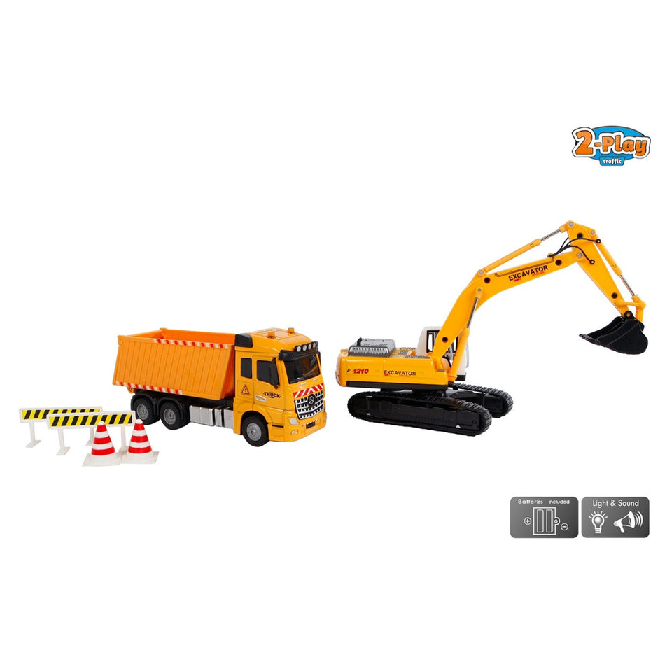 2 Play Die Cast Dump Truck & Excavator