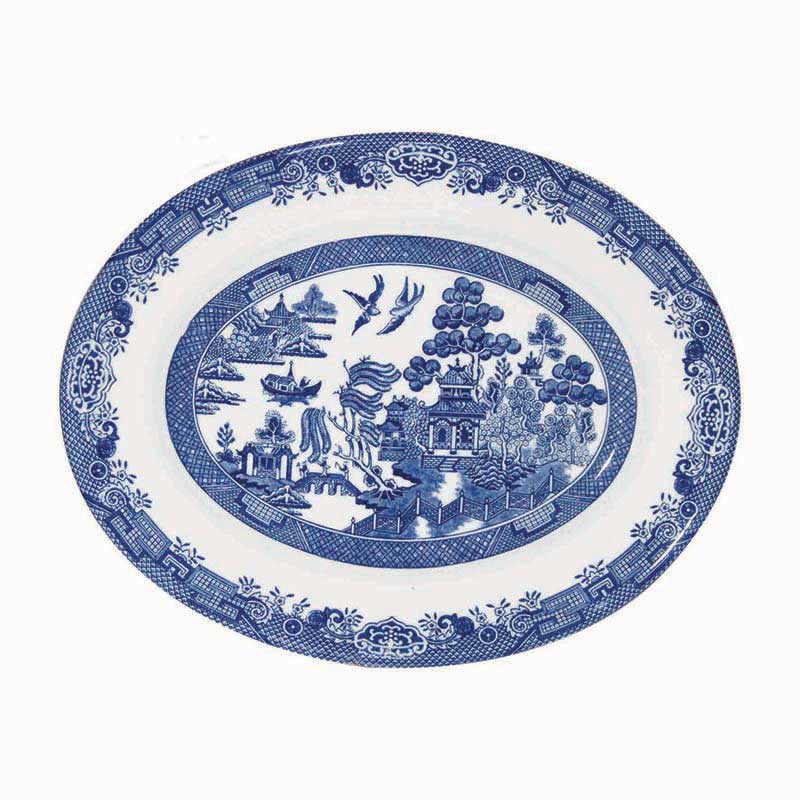 Blue Willow Pattern Oval Dish 31cm