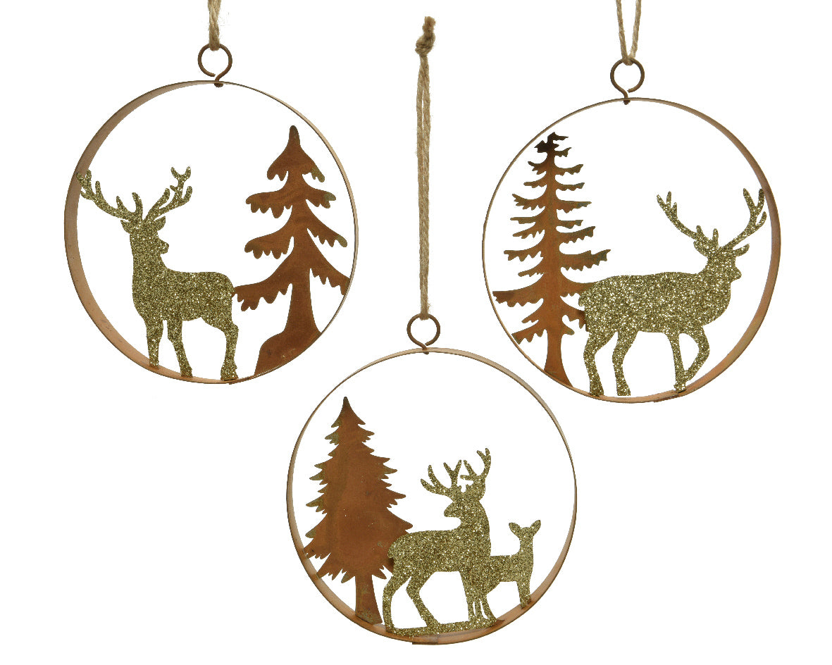 Deer Iron Rust Hanging Decoration Each