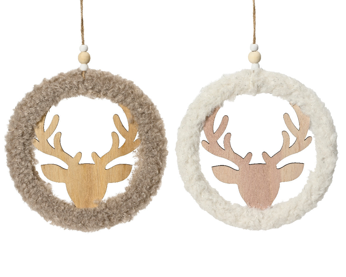 Wreath Polyester Plywood Deer Each