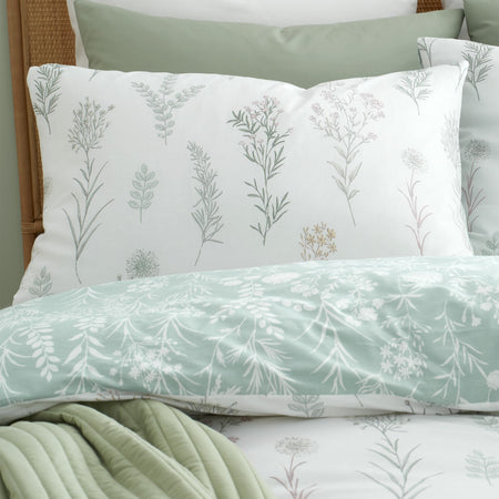 Bianca Wild Flowers 200 Thread Count Cotton Duvet Cover Set with Pillowcase Green