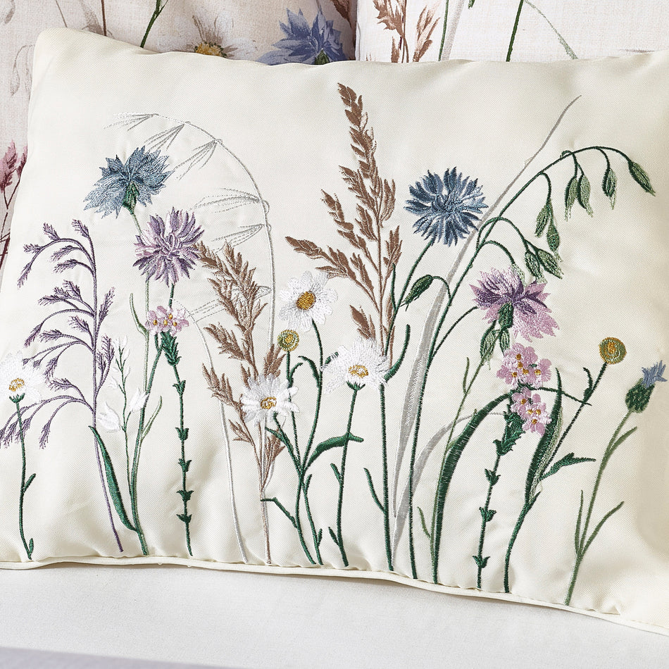 Catherine Lansfield Grasmere Floral Embroidered 30x40cm Cushion Lilac