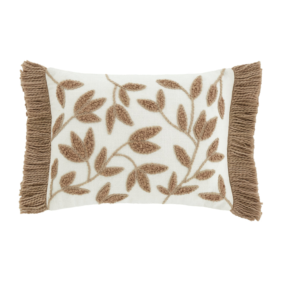 Catherine Lansfield Tufted Sorrel Leaves Cotton 30x40cm Cushion Natural