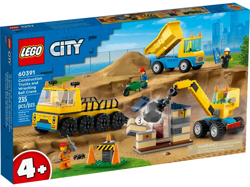 Lego Construction Trucks and Wreaking Ball Crane