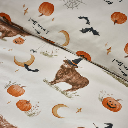 Catherine Lansfield Halloween Highland Cow Reversable Duvet Set