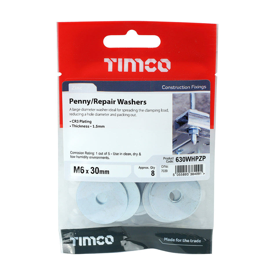 Timco M6 X 30 Repair Washers 8pk