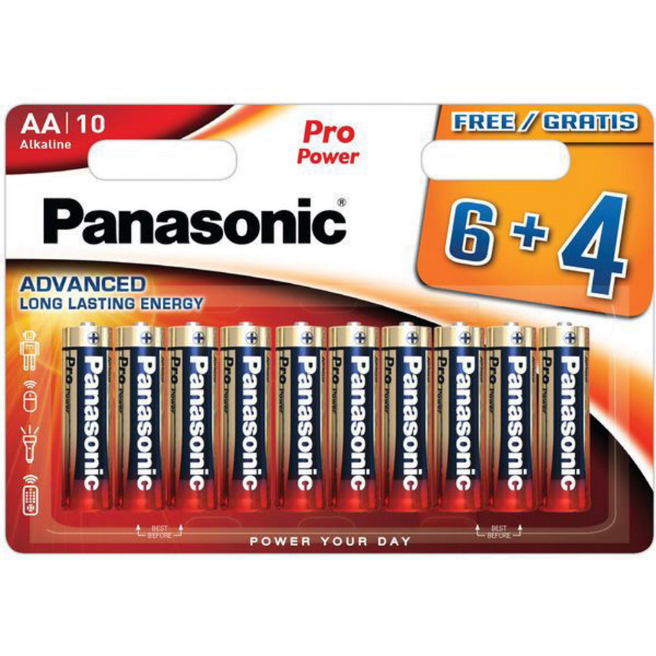 AA Panasonic Pro Power Battery 6 Pack + 4 Free