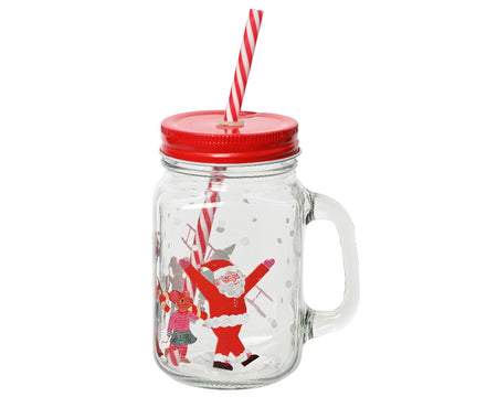 Drinking Jar Glass Dancing Santa