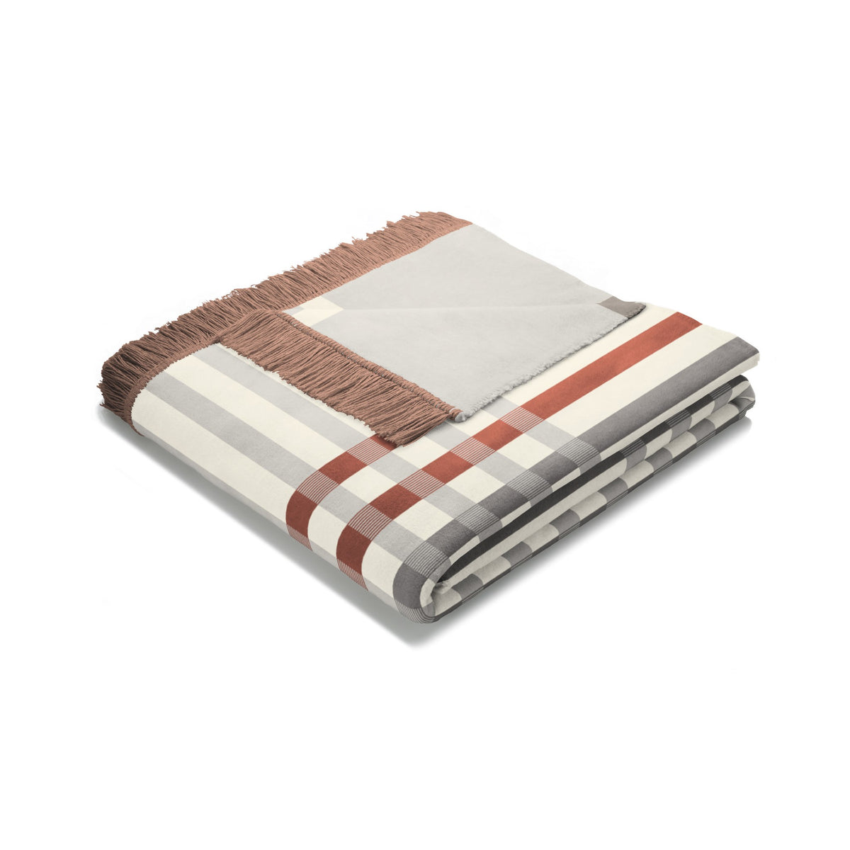 Biederlack Throw Border Check Rust