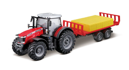 10Cm Massey Fergusson 8740S Tractor With Bale Trailer