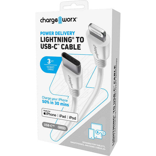 CHARGEWORX 3FT C TO LIGHTNING CABLE | CHACX4624WH