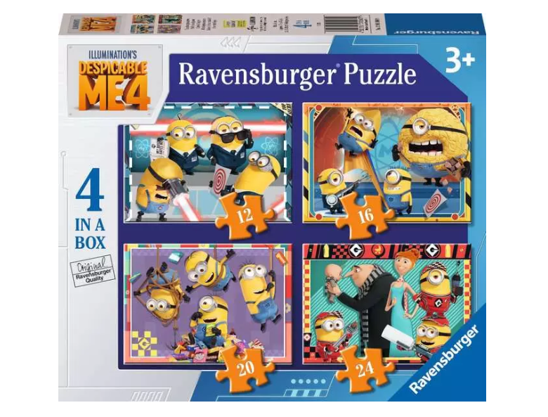 Ravensburger Despicable Me 4, 4 in a Box (12, 16, 20, 24 piece) Jigsaw Puzzles