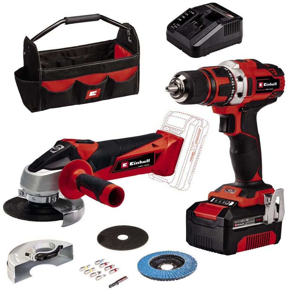 Einhell 18V Cordless Drill Driver & Angle Grinder