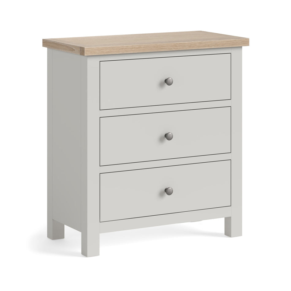 Modern Country 3 Drawer Chest Light Grey