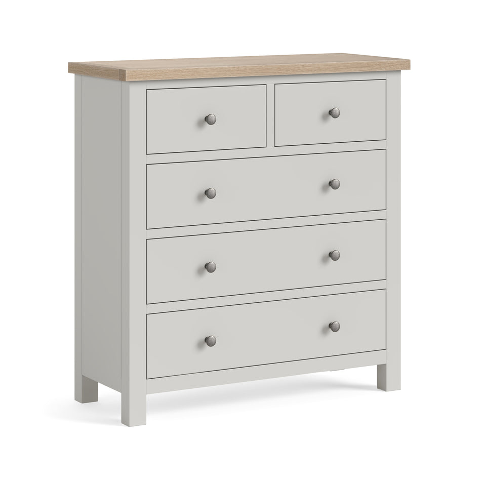 Modern Country 2 Over 3 Drawer Chest Light Grey