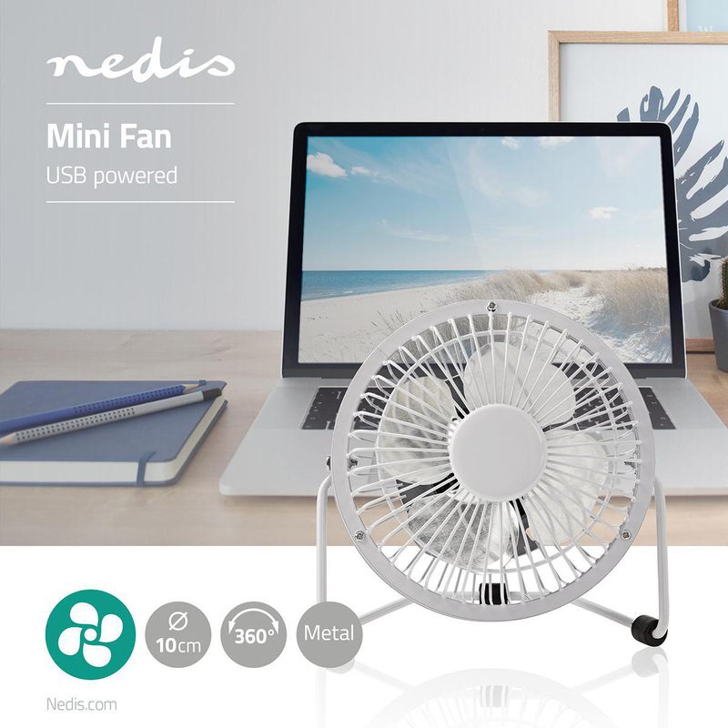 Nedis 4" Mini Usb Desk Fan Chrome