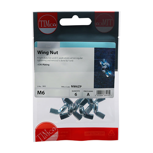 Timco M6 Wing Nuts 6pk