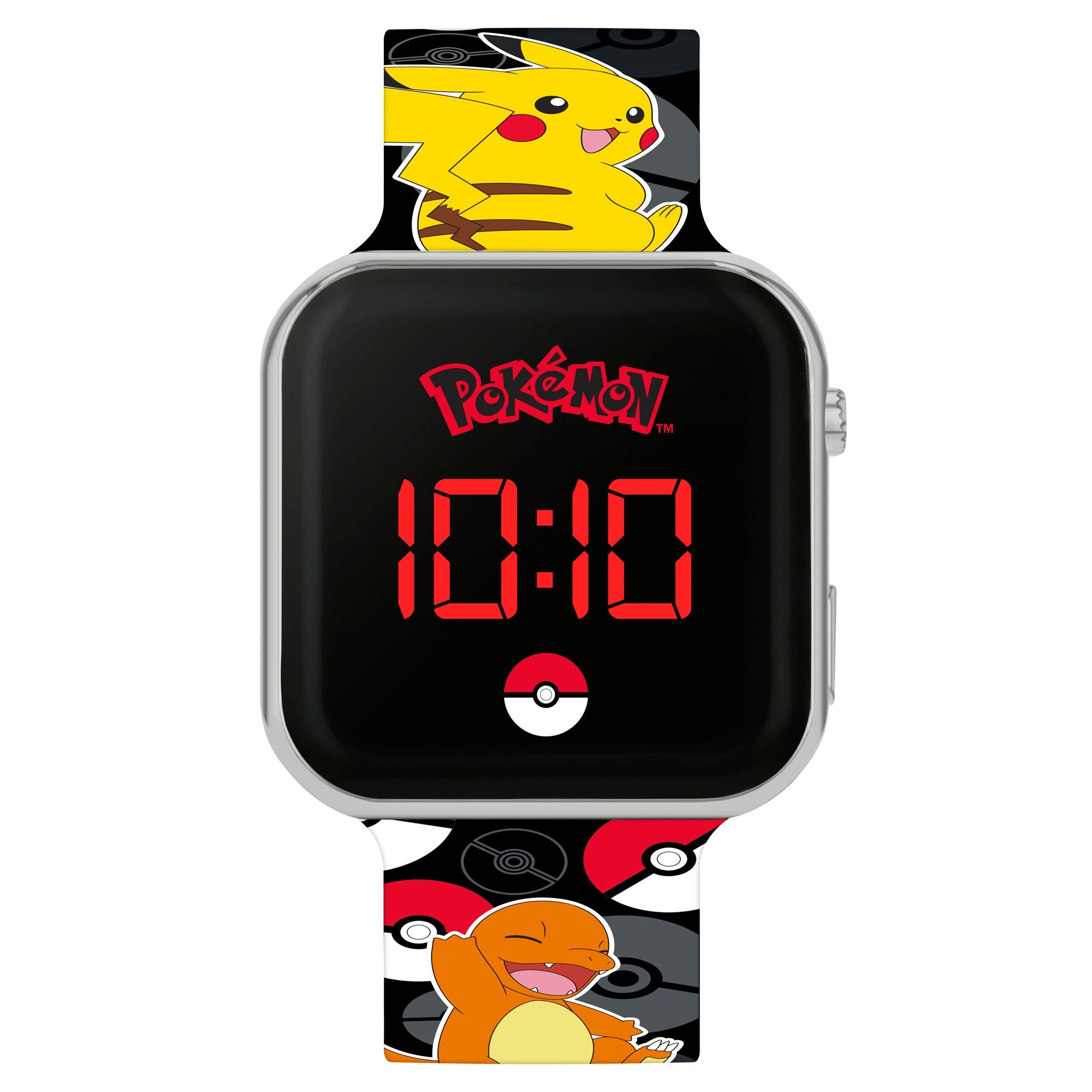 Pokemon Black Printed Strap LED Watch