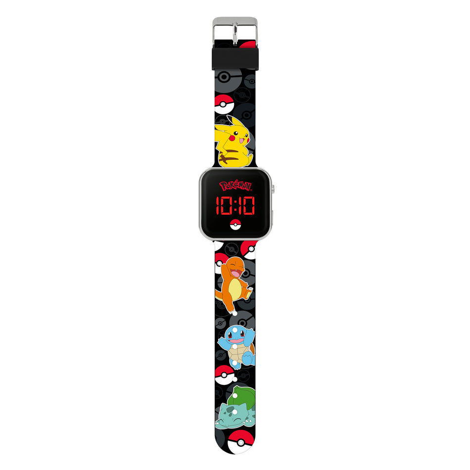 Pokemon Black Printed Strap LED Watch