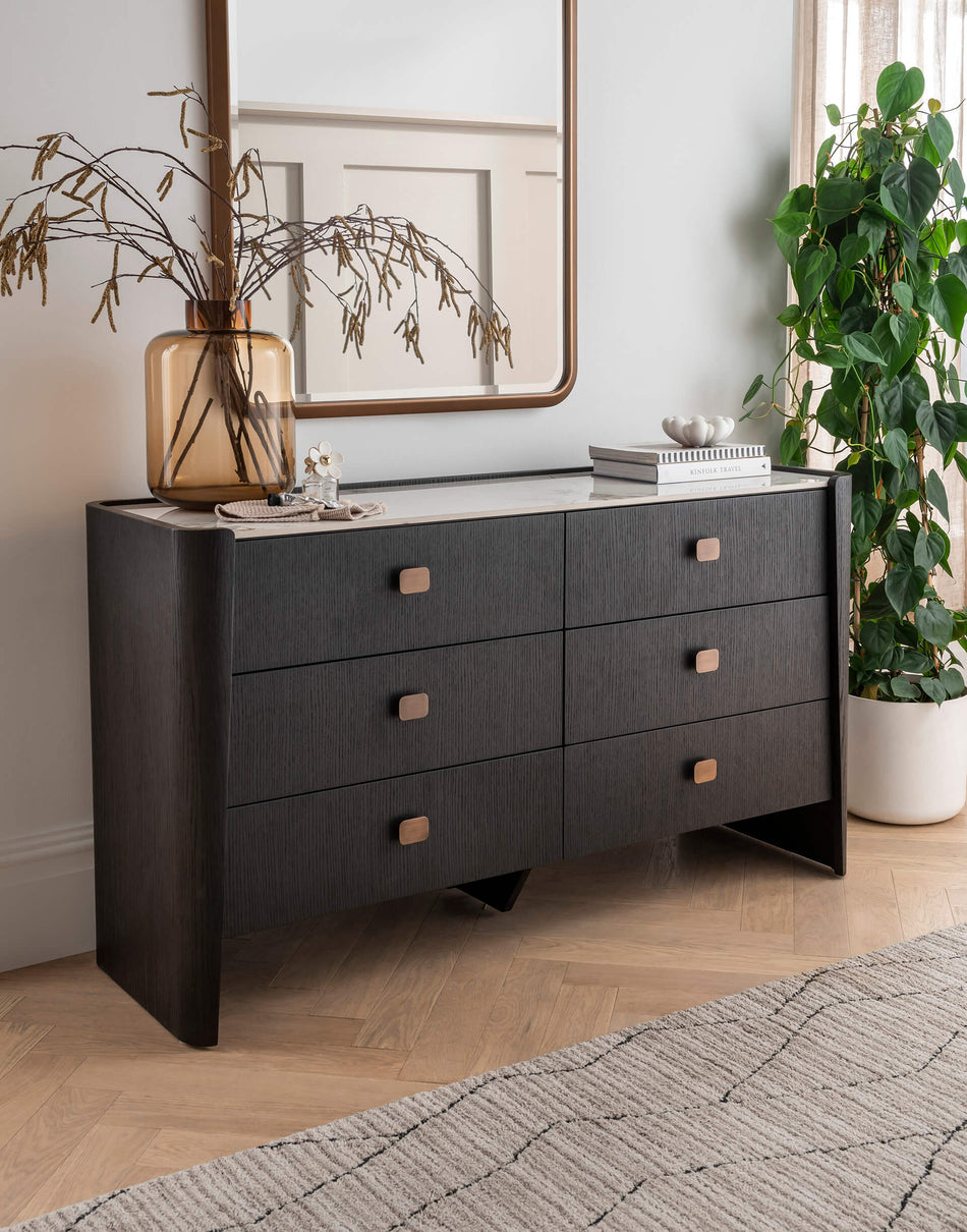Rhodes Dressing Chest 6 Drawer Ebony