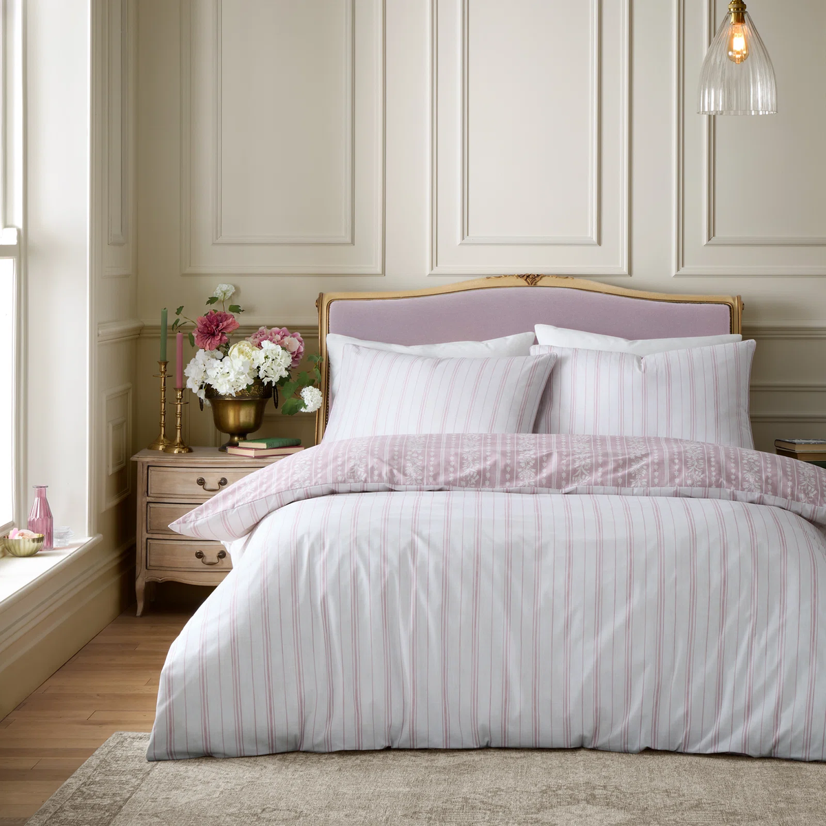 Regency Stripe Pink Quilt Set