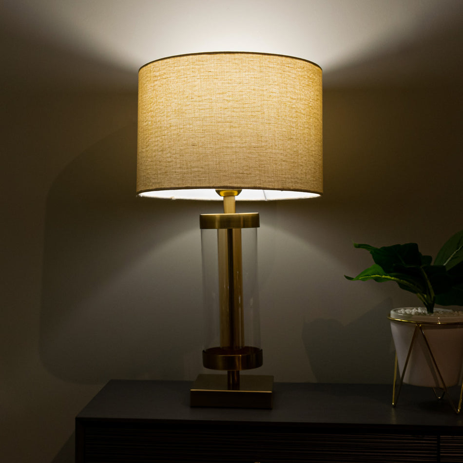 Jane Glass Cylinder Lamp Bronze/Gold 54Cm