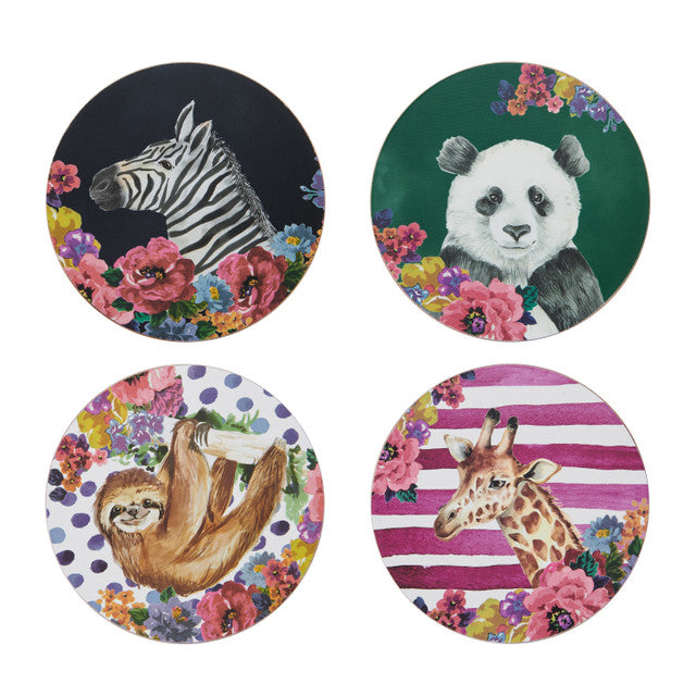 Wild at Heart Cork Backed Set 4 Round Coasters