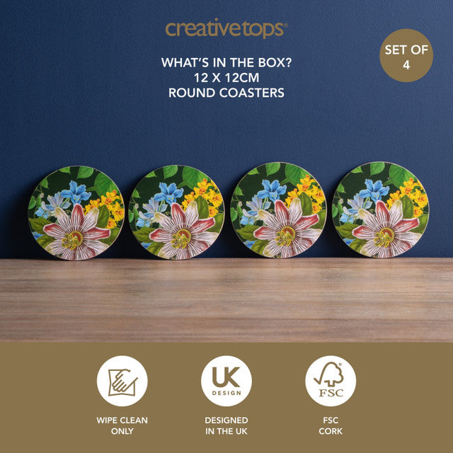 Floral Pack 4 Round Premium Coasters