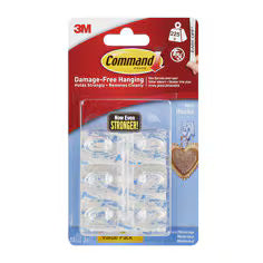 Mini Clear Hooks with Command Strips (6 Hook & 8 Small Strips)