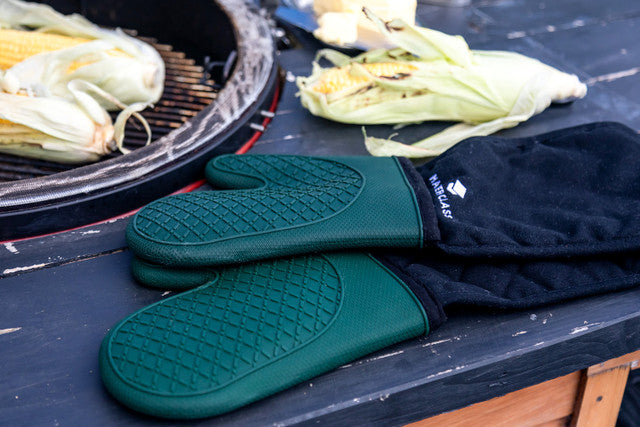 Seamless Silicone Double Oven Glove Green